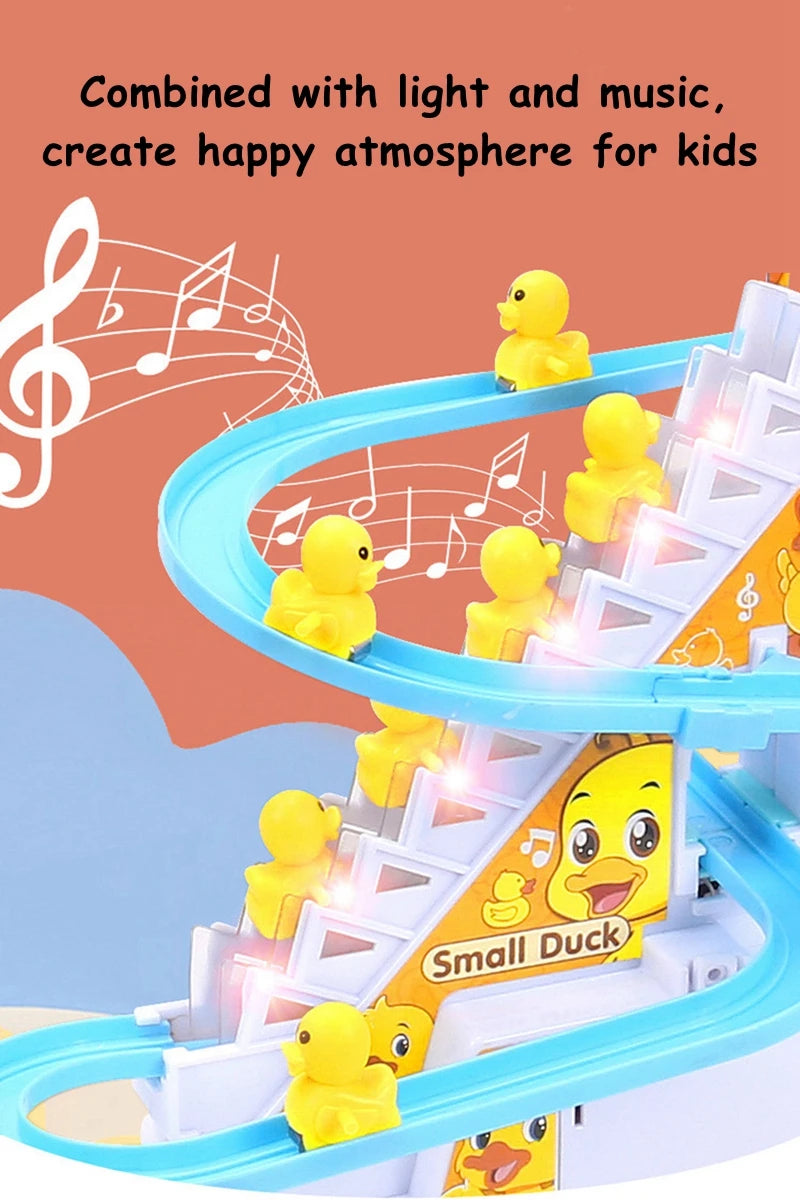 Kids Small Duck Electronic Climbing Stairs Track Toy