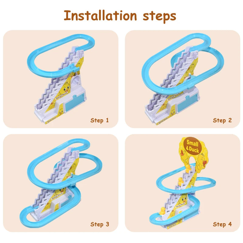 Kids Small Duck Electronic Climbing Stairs Track Toy