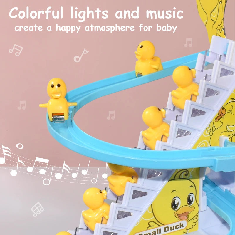 Kids Small Duck Electronic Climbing Stairs Track Toy