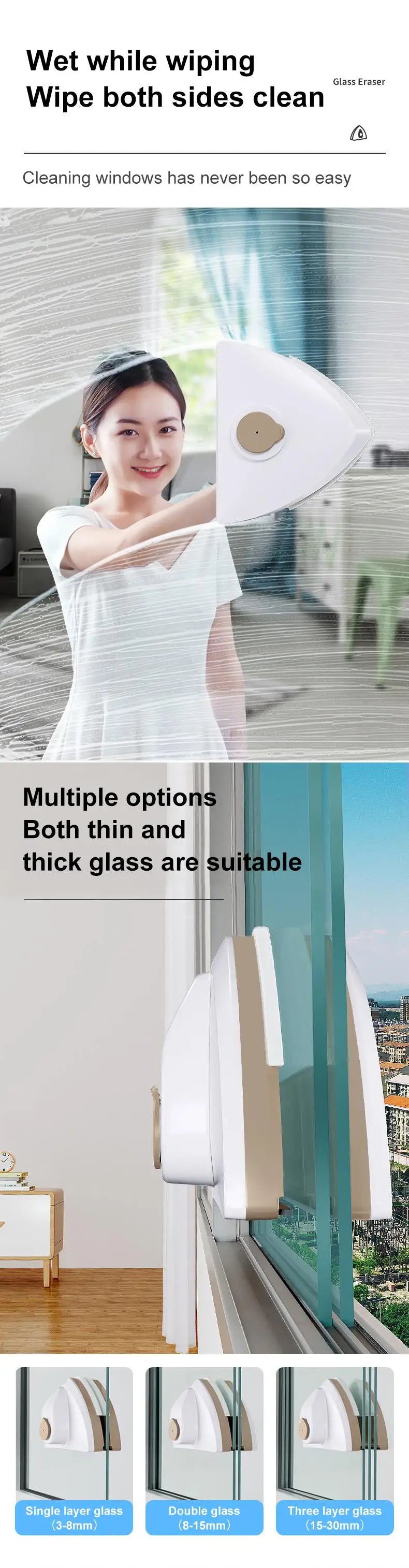 Double Sided Magnetic Glass Window Cleaning Tool