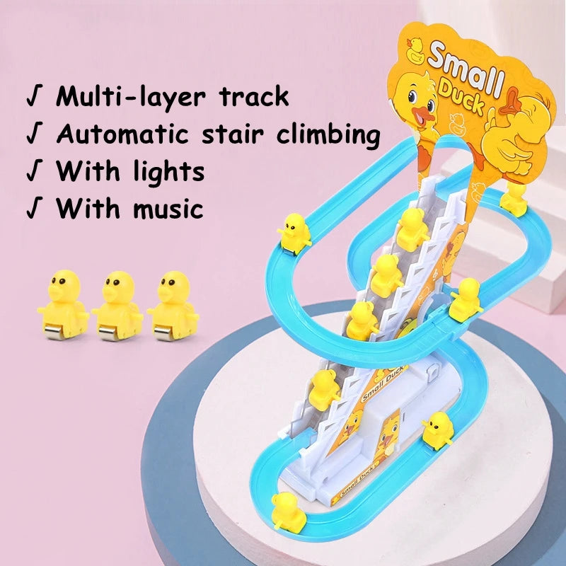 Kids Small Duck Electronic Climbing Stairs Track Toy