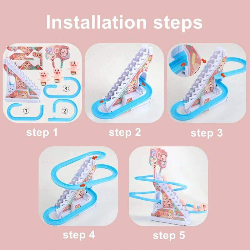 Kids Small Duck Electronic Climbing Stairs Track Toy
