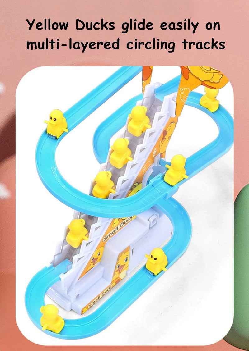 Kids Small Duck Electronic Climbing Stairs Track Toy
