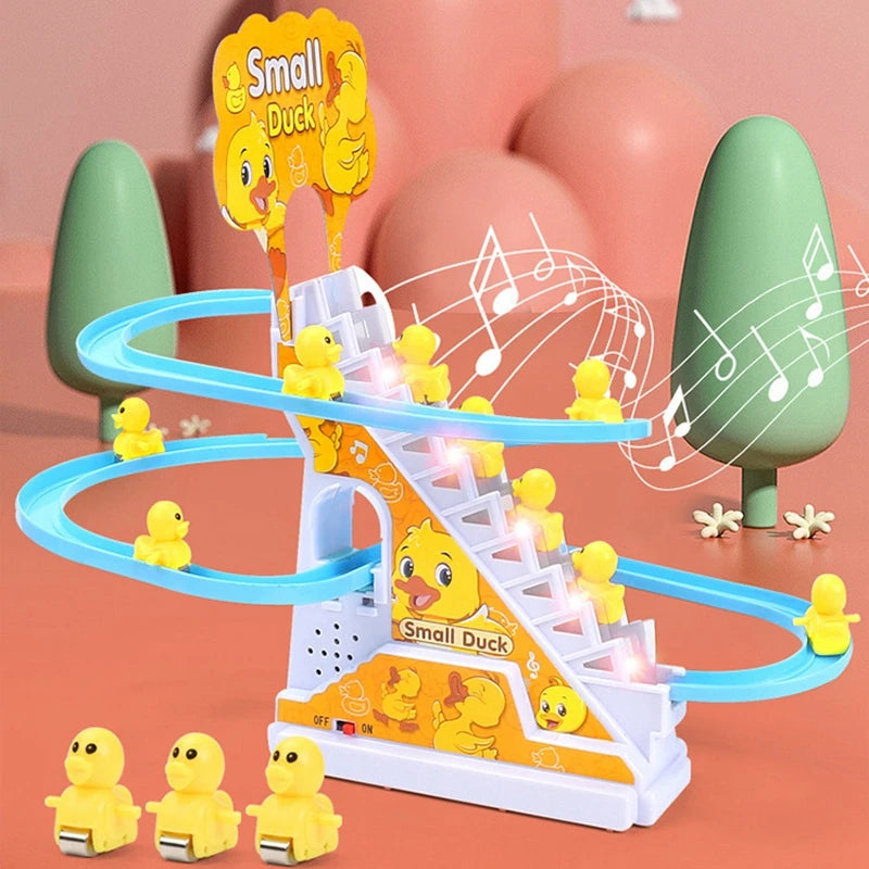 Kids Small Duck Electronic Climbing Stairs Track Toy