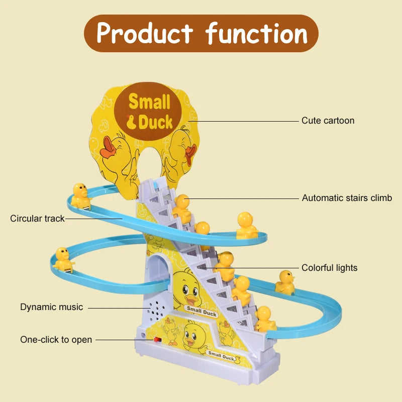 Kids Small Duck Electronic Climbing Stairs Track Toy