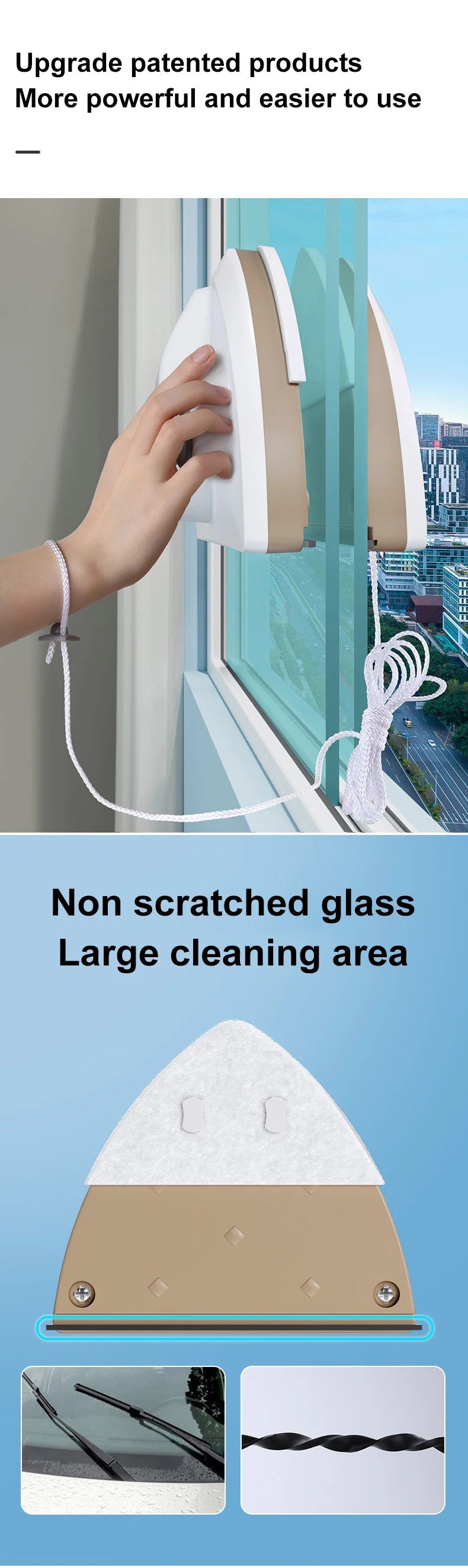 Double Sided Magnetic Glass Window Cleaning Tool