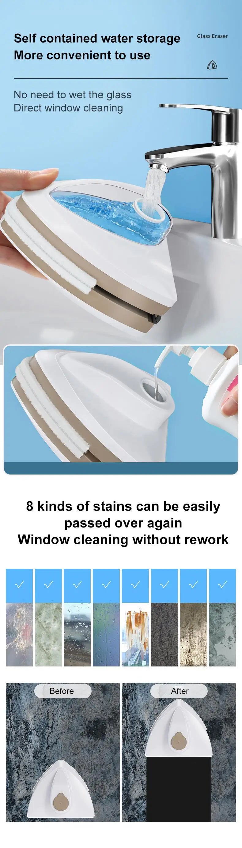 Double Sided Magnetic Glass Window Cleaning Tool