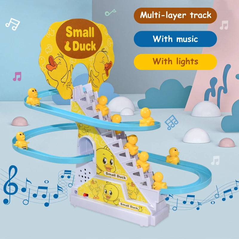 Kids Small Duck Electronic Climbing Stairs Track Toy