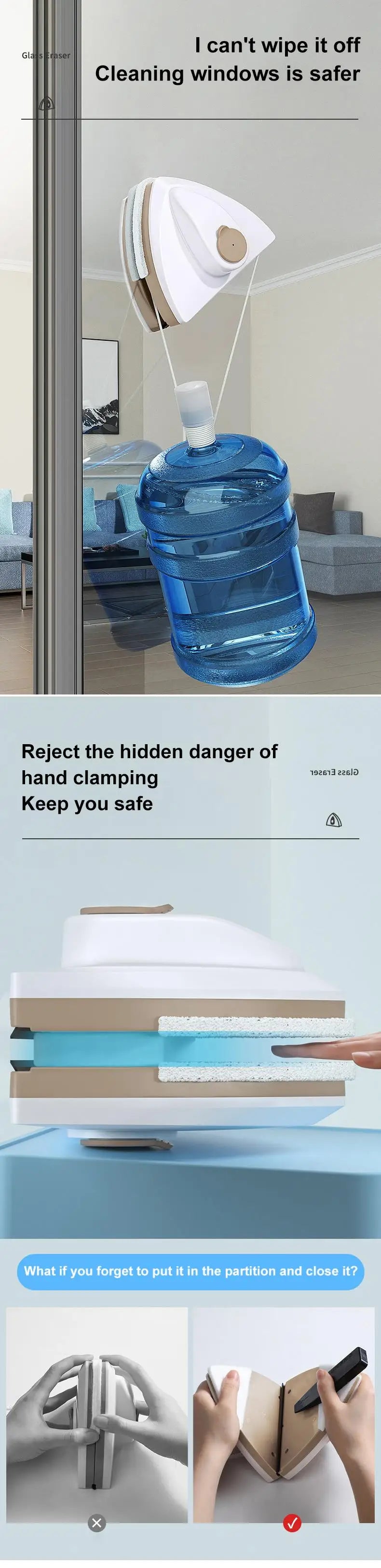Double Sided Magnetic Glass Window Cleaning Tool