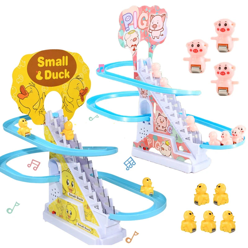 Kids Small Duck Electronic Climbing Stairs Track Toy